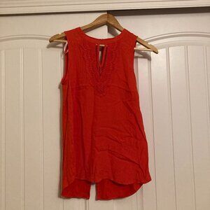 Pale Sky Quin Keyhole Crochet Top Red XS Xtra Small Stitch Fix NWOT Sleeveless